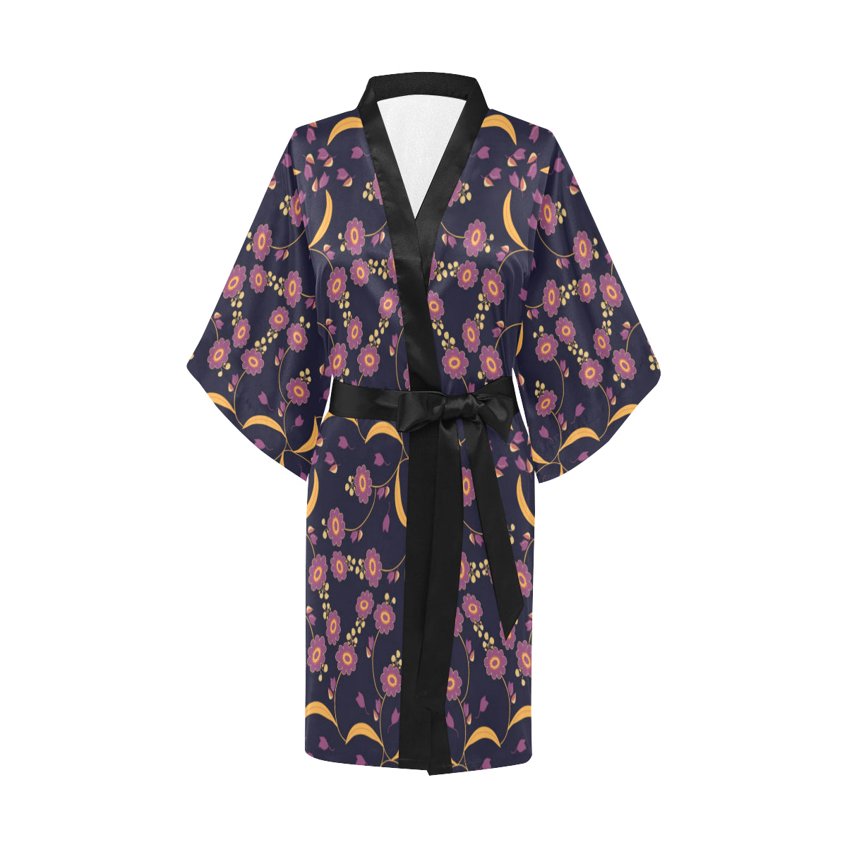 Anemone Pattern Print Design AM012 Women Kimono Robe
