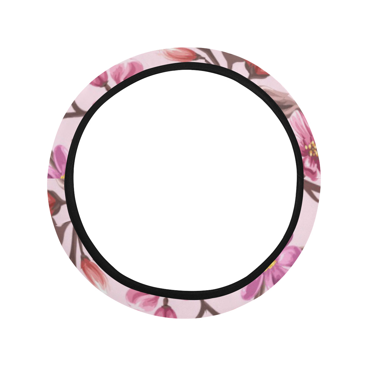 Summer Floral Pattern Print Design SF09 Steering Wheel Cover with Elastic Edge
