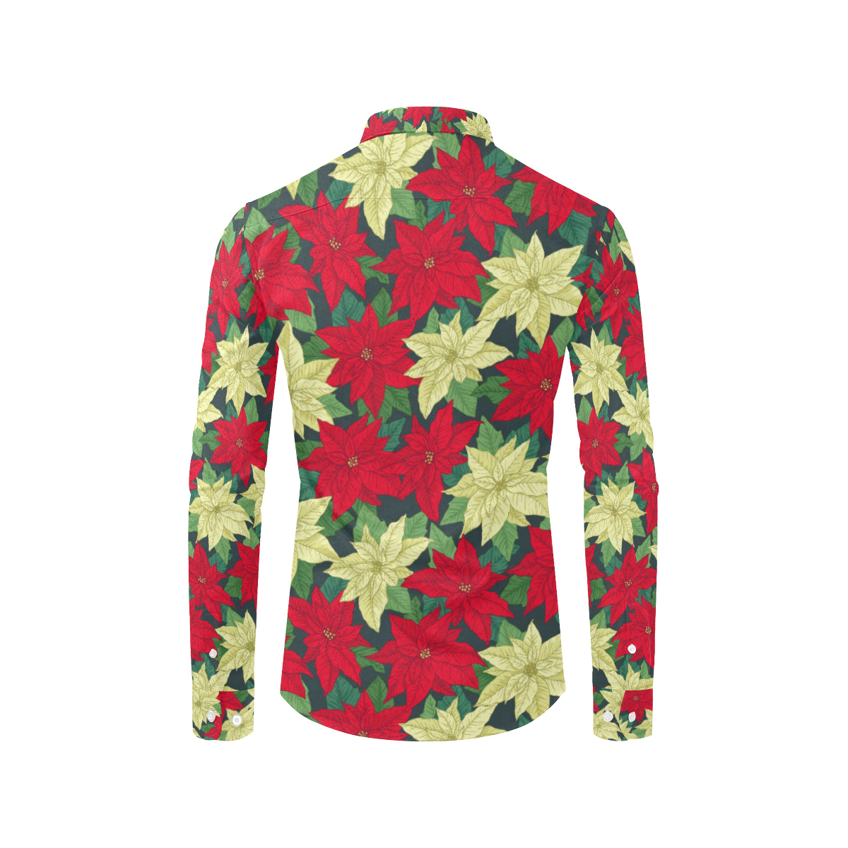 Poinsettia Pattern Print Design POT06 Men's Long Sleeve Shirt