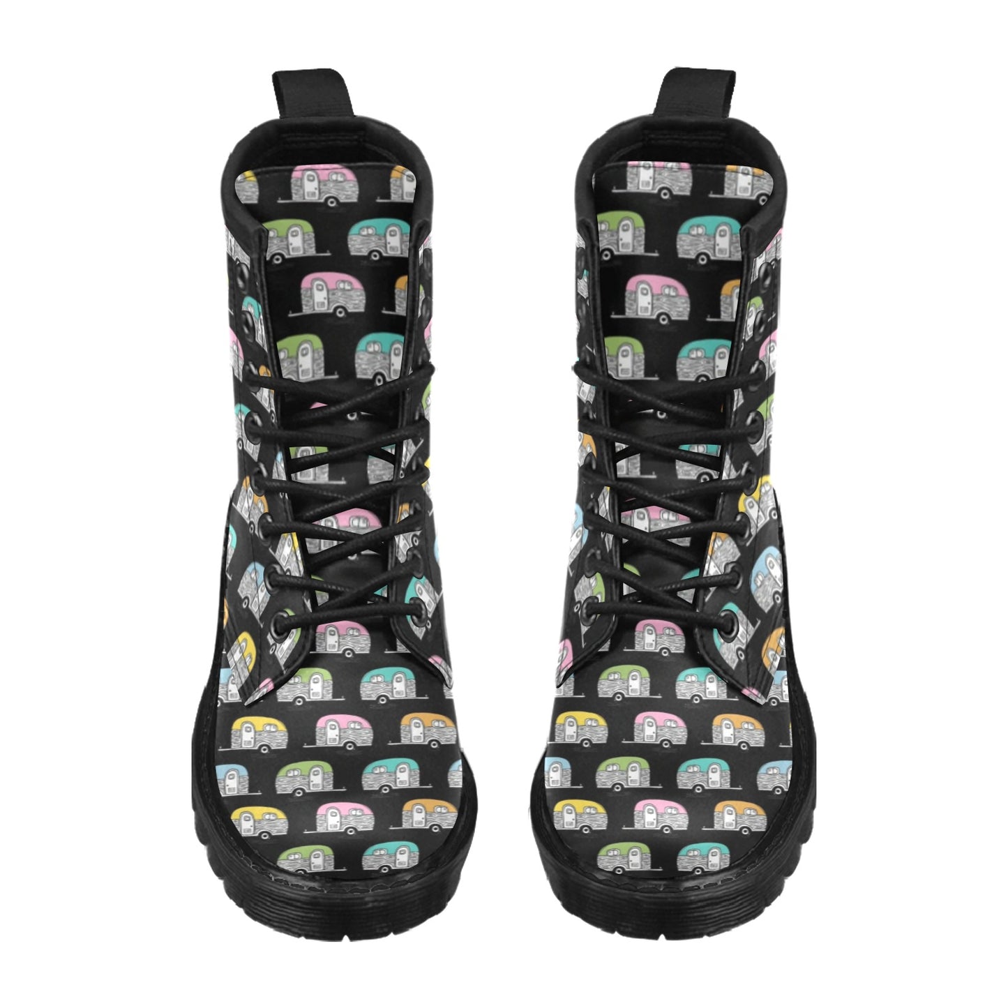 Camper Pattern Camping Themed No 2 Print Women's Boots
