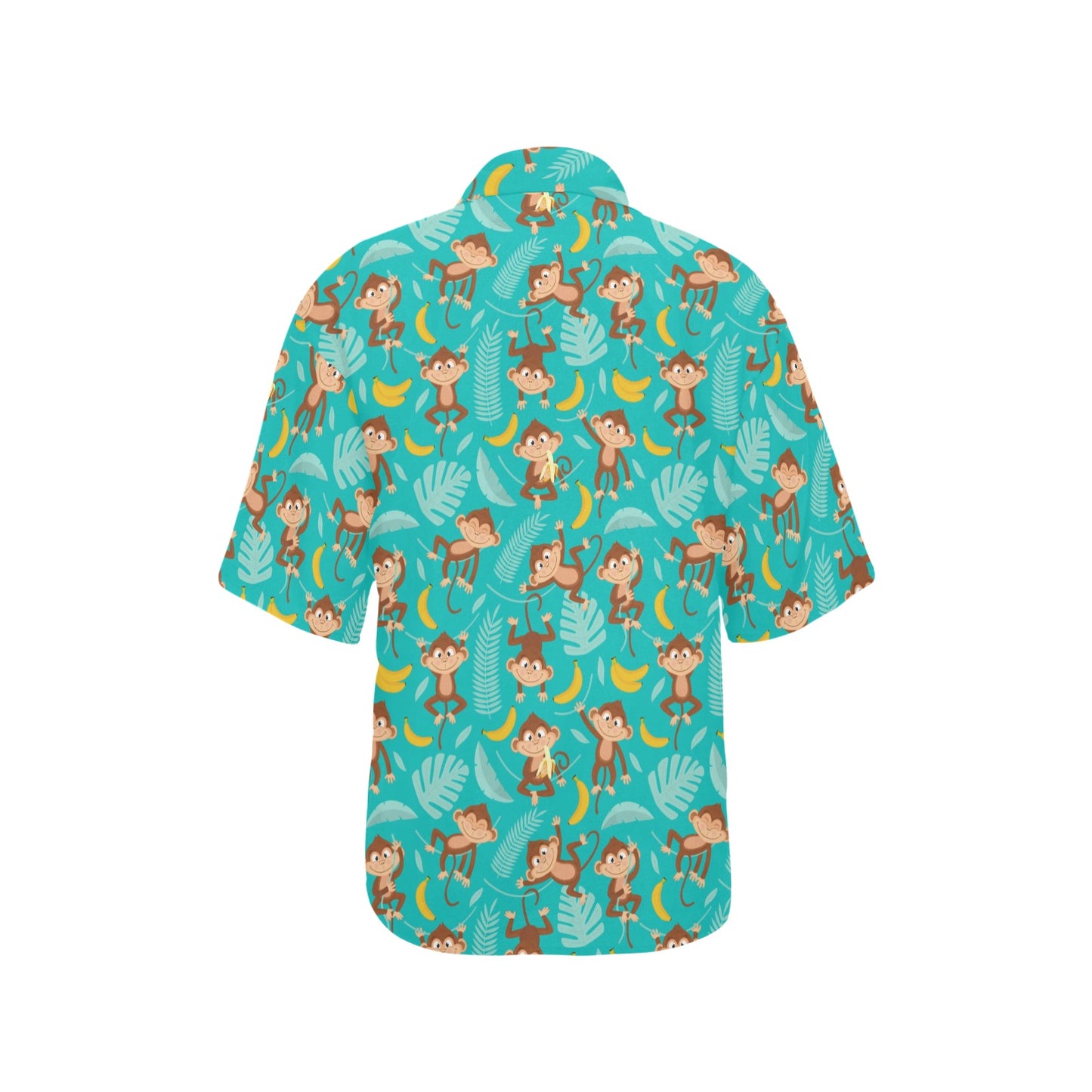 Monkey Happy Design Themed Print Women's Hawaiian Shirt