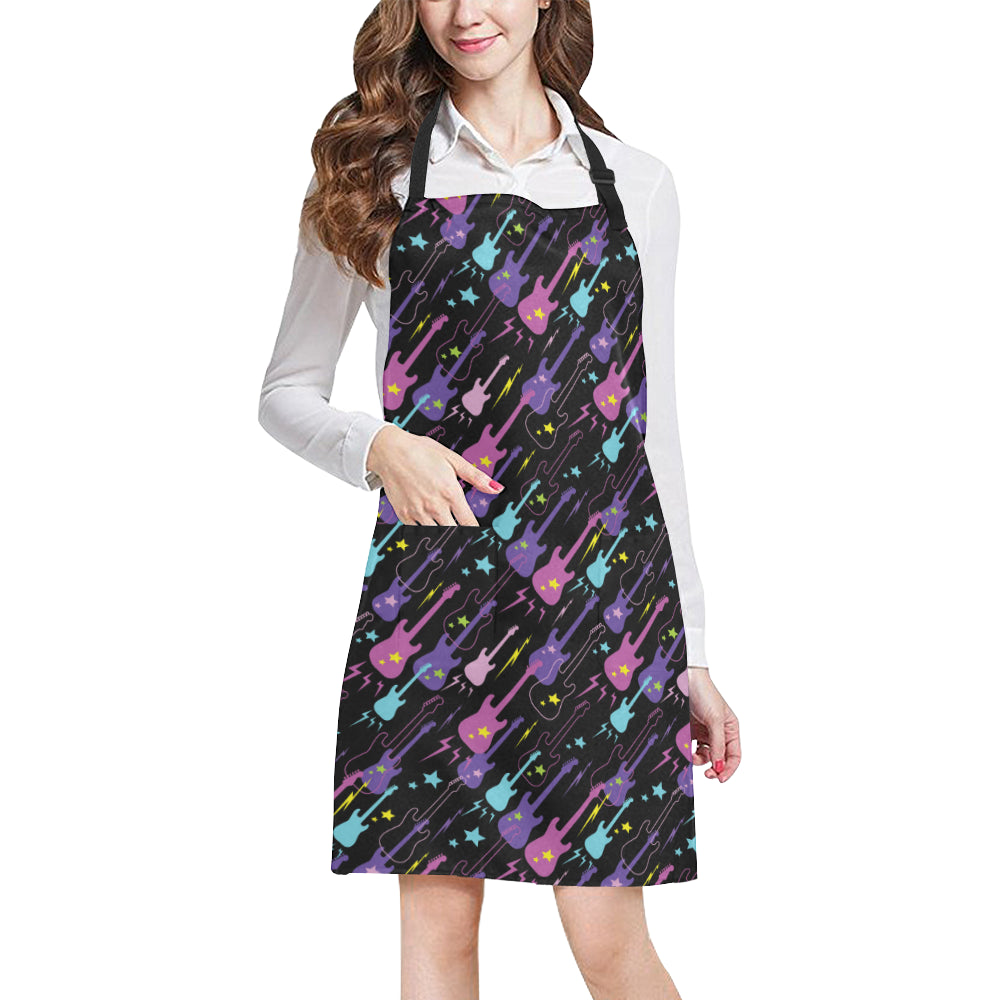 Electric Guitar Pattern Print Design 02 Apron with Pocket