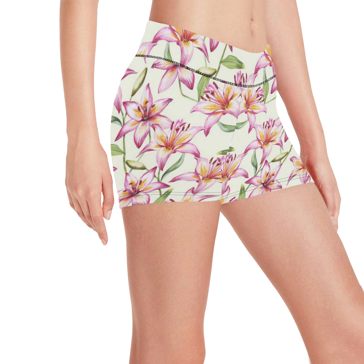 Lily Pattern Print Design LY011 Yoga Shorts