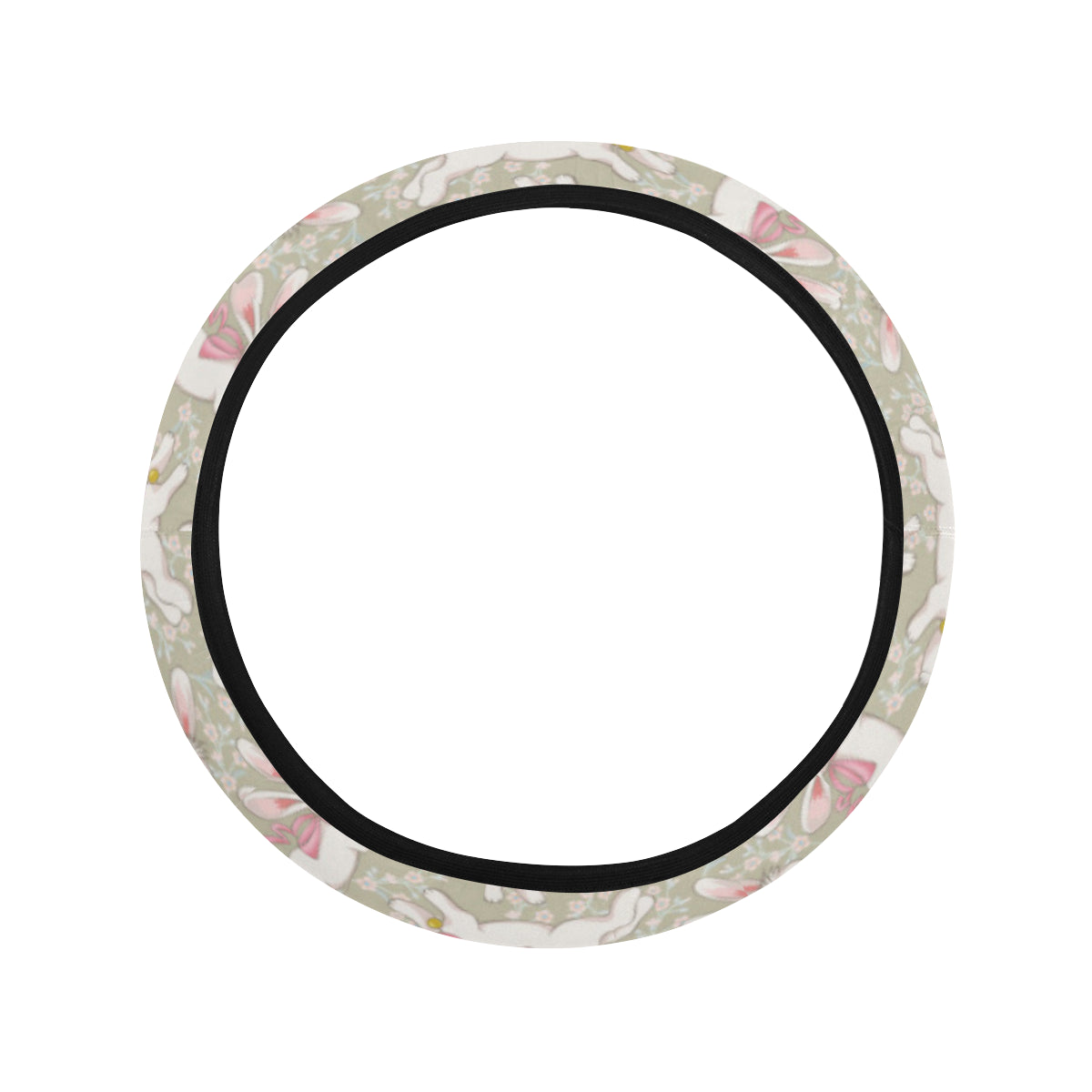 Bunny Pattern Print Design 06 Steering Wheel Cover with Elastic Edge