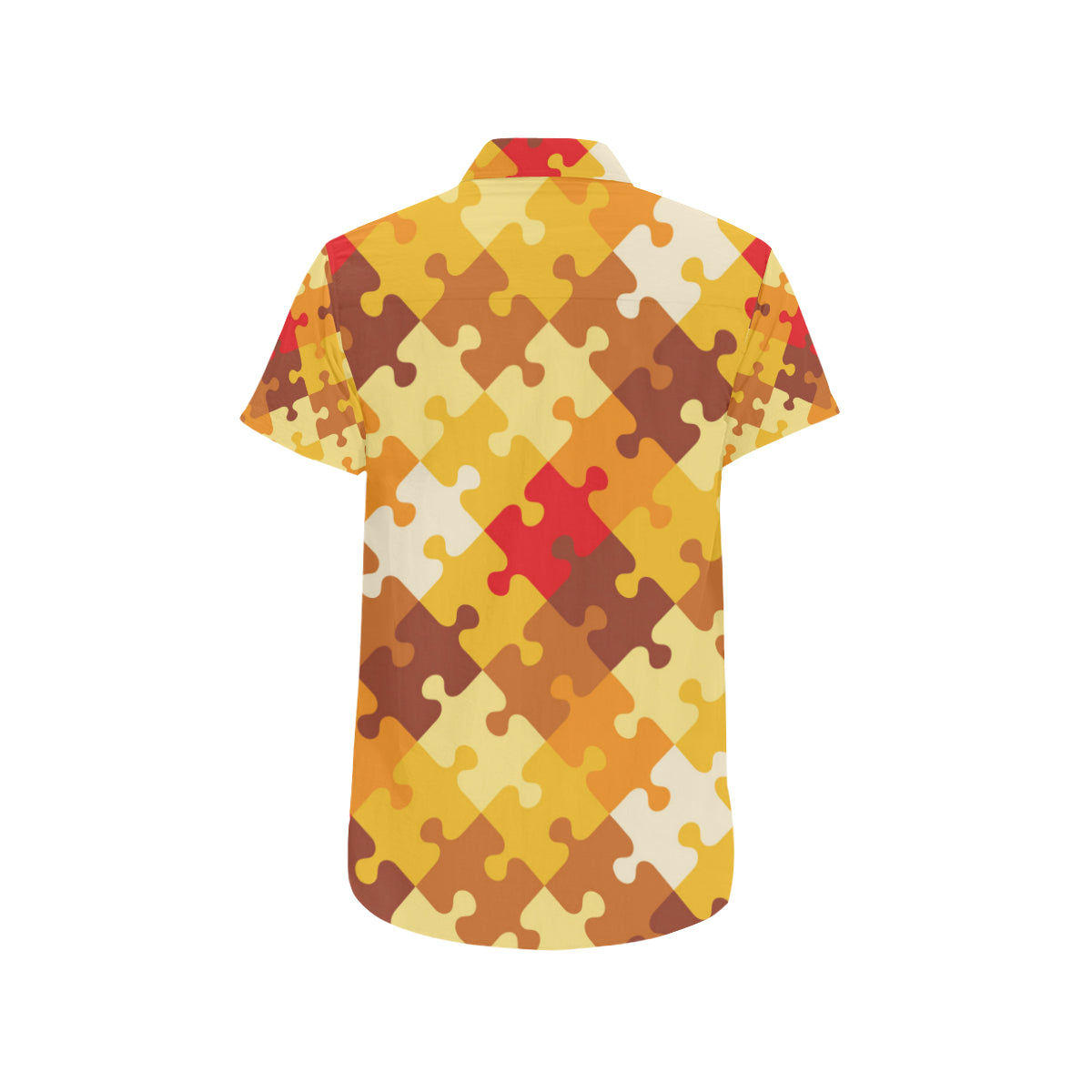 Puzzle Pattern Print Design A01 Men's Short Sleeve Button Up Shirt