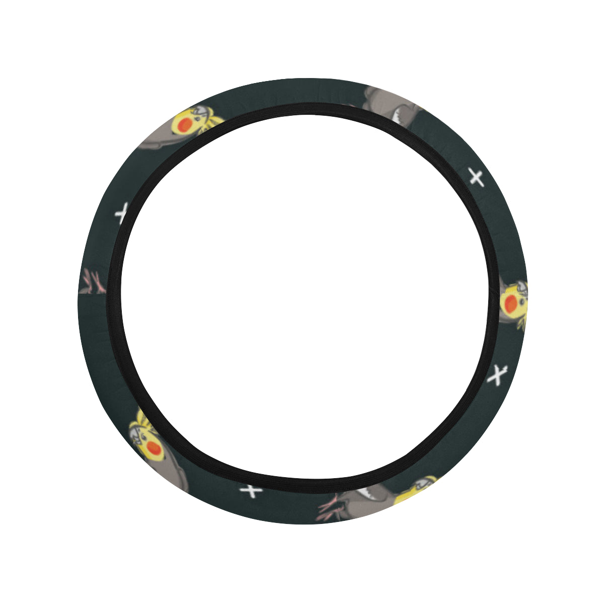 Cockatiel Pattern Print Design 02 Steering Wheel Cover with Elastic Edge