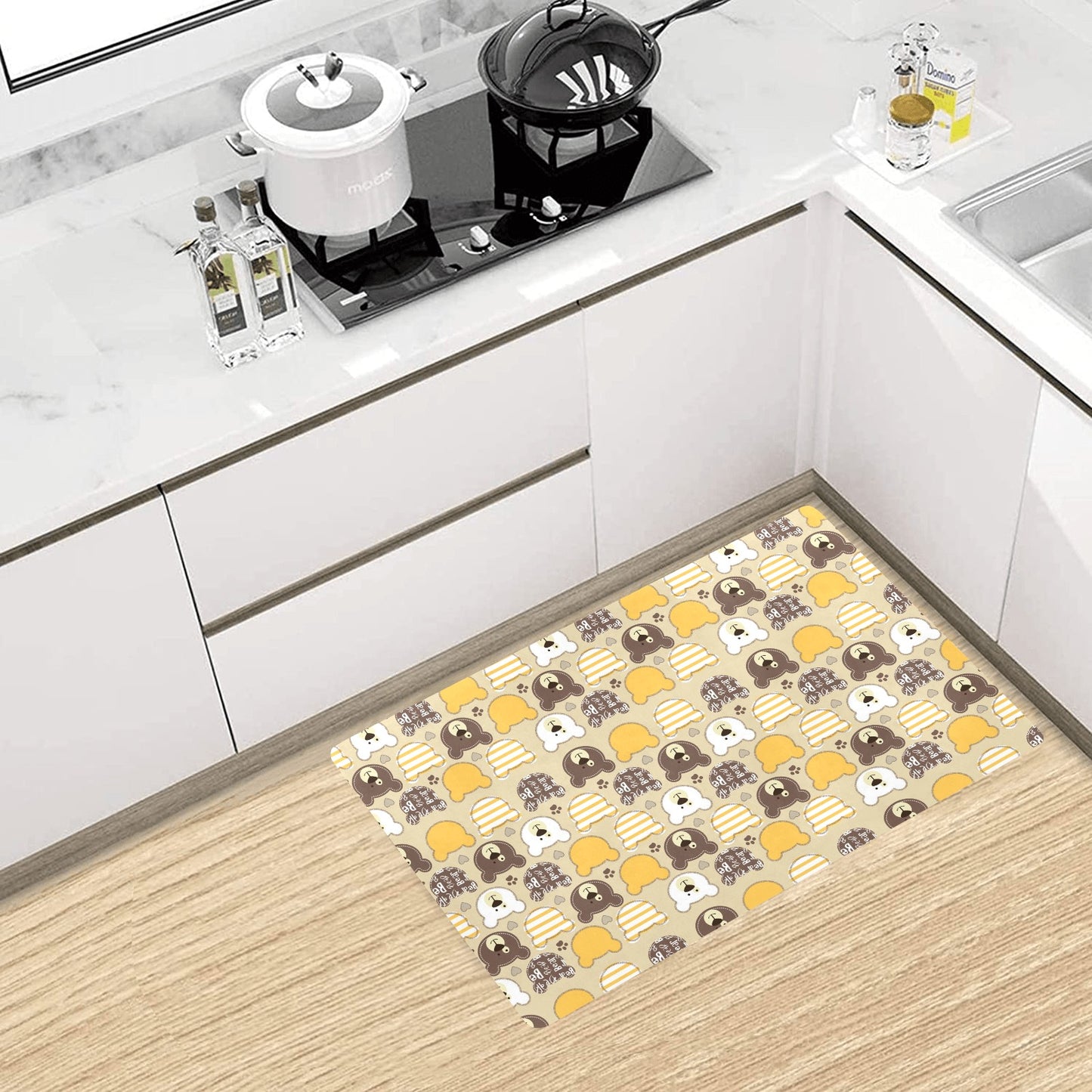 Bear PatchworkPattern Print Design 01 Kitchen Mat