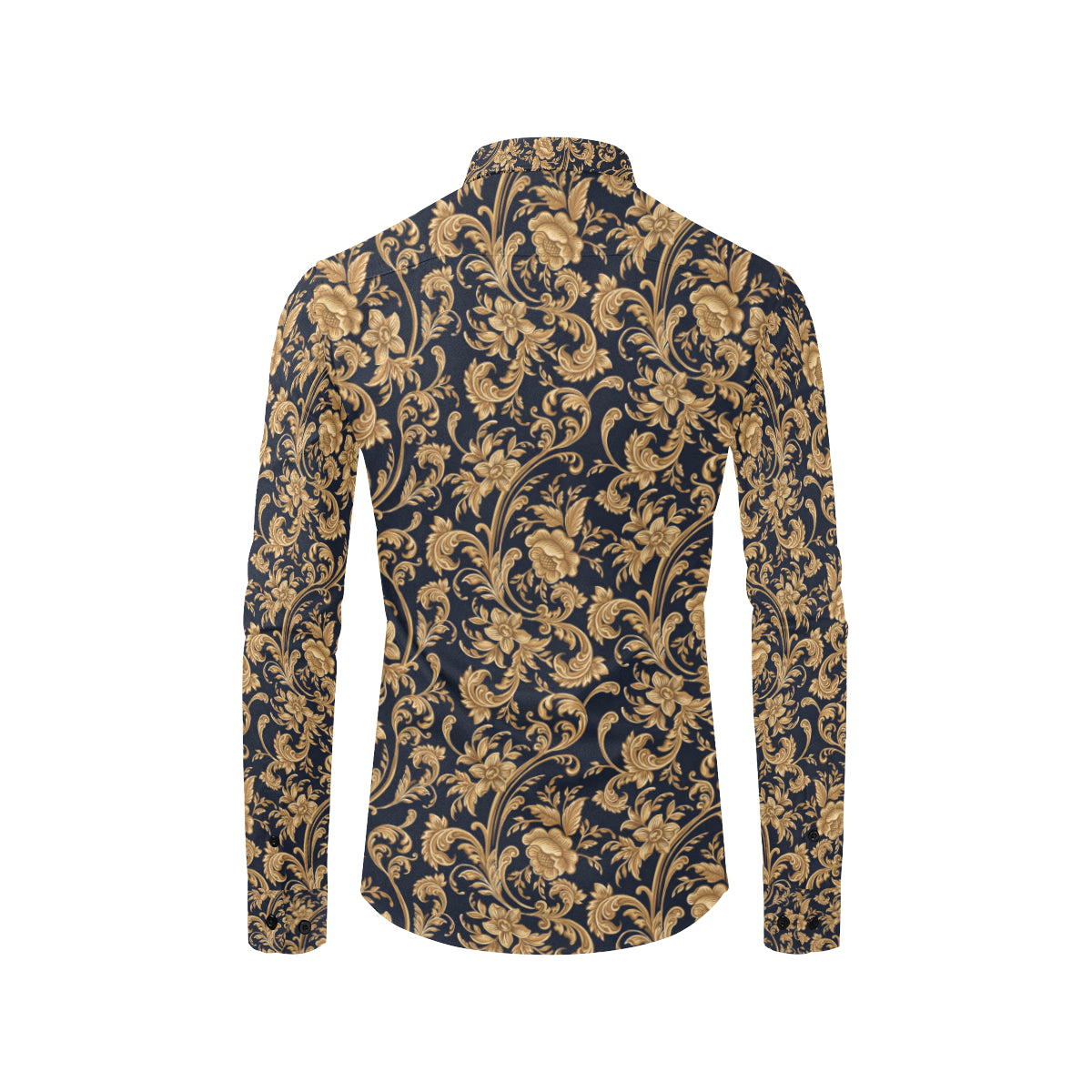 Baroque Golden Pattern Print Design 03 Men's Long Sleeve Shirt