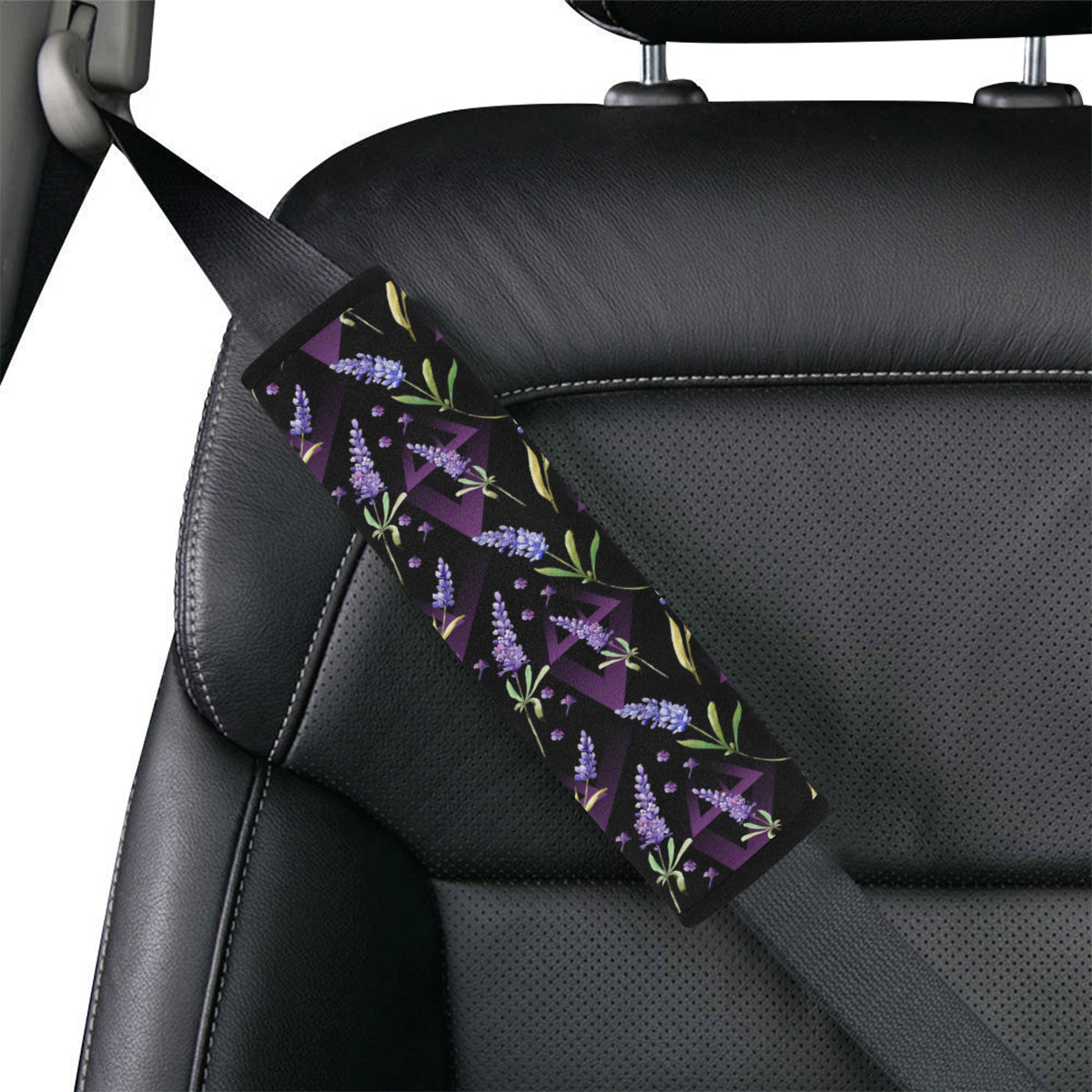 Lavender Pattern Print Design LV07 Car Seat Belt Cover