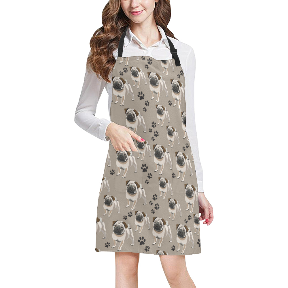 Pug Pattern Print Design A04 Apron with Pocket