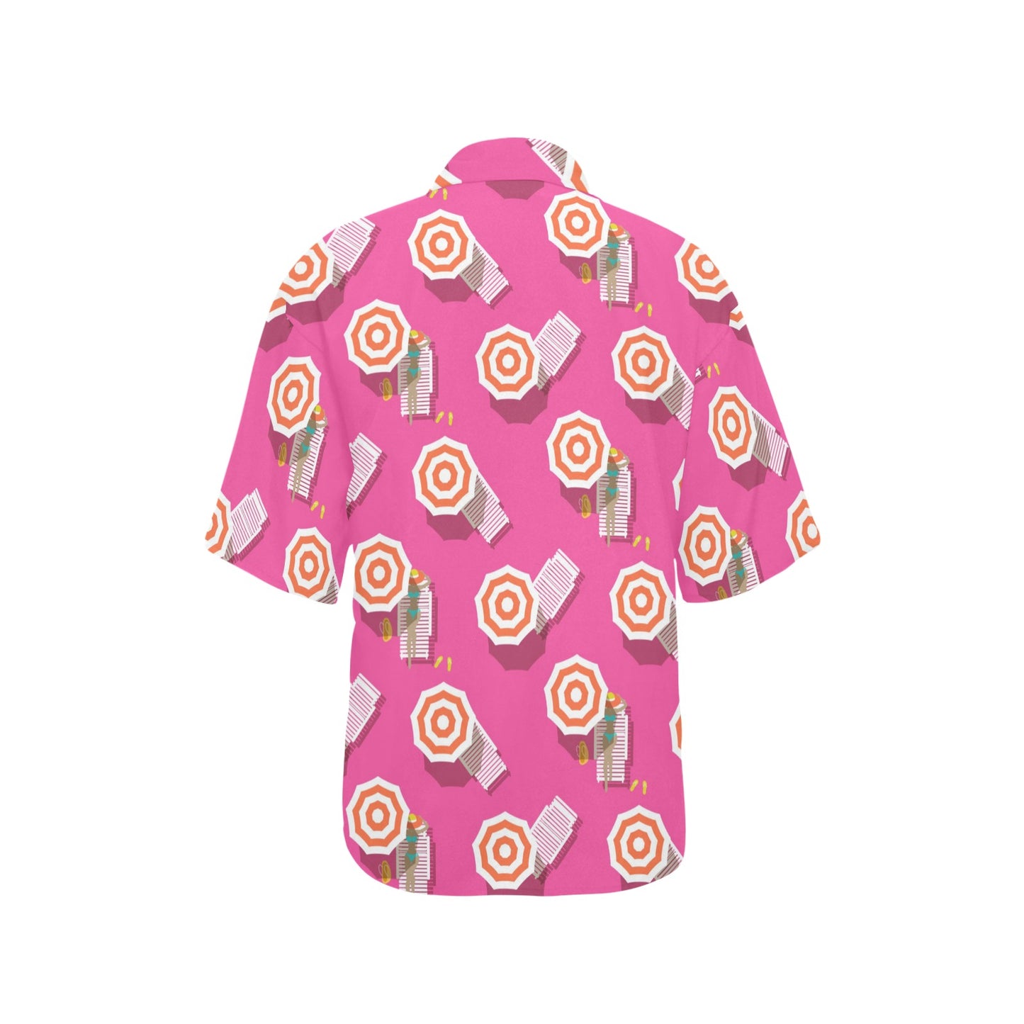 Beach Top View Umbrella Theme Women's Hawaiian Shirt