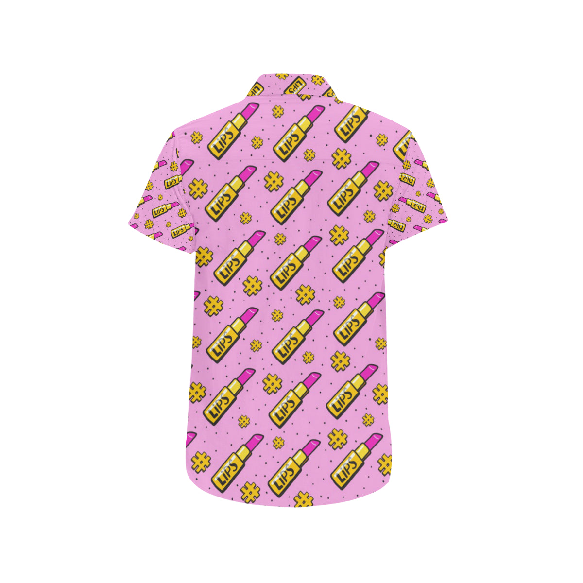 Lipstick Pattern Print Design LT03 Men's Short Sleeve Button Up Shirt