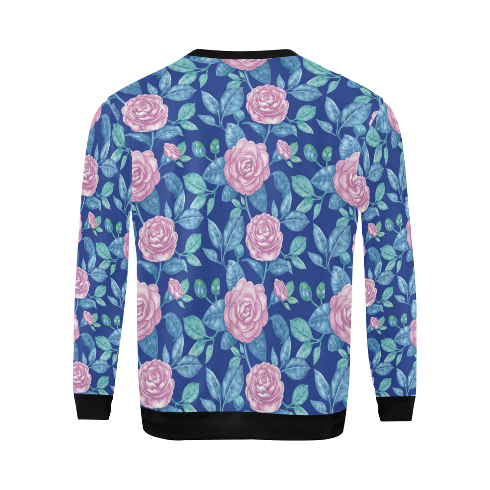 Camellia Pattern Print Design CM05 Men Long Sleeve Sweatshirt