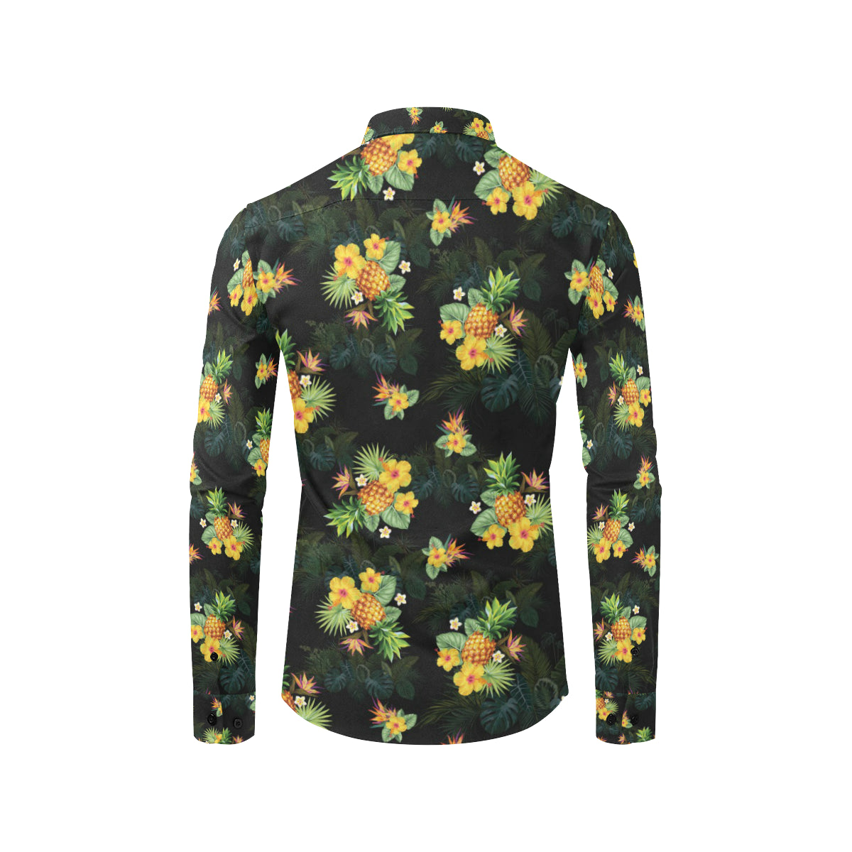 Pineapple Tropical Flower Print Pattern Men's Long Sleeve Shirt