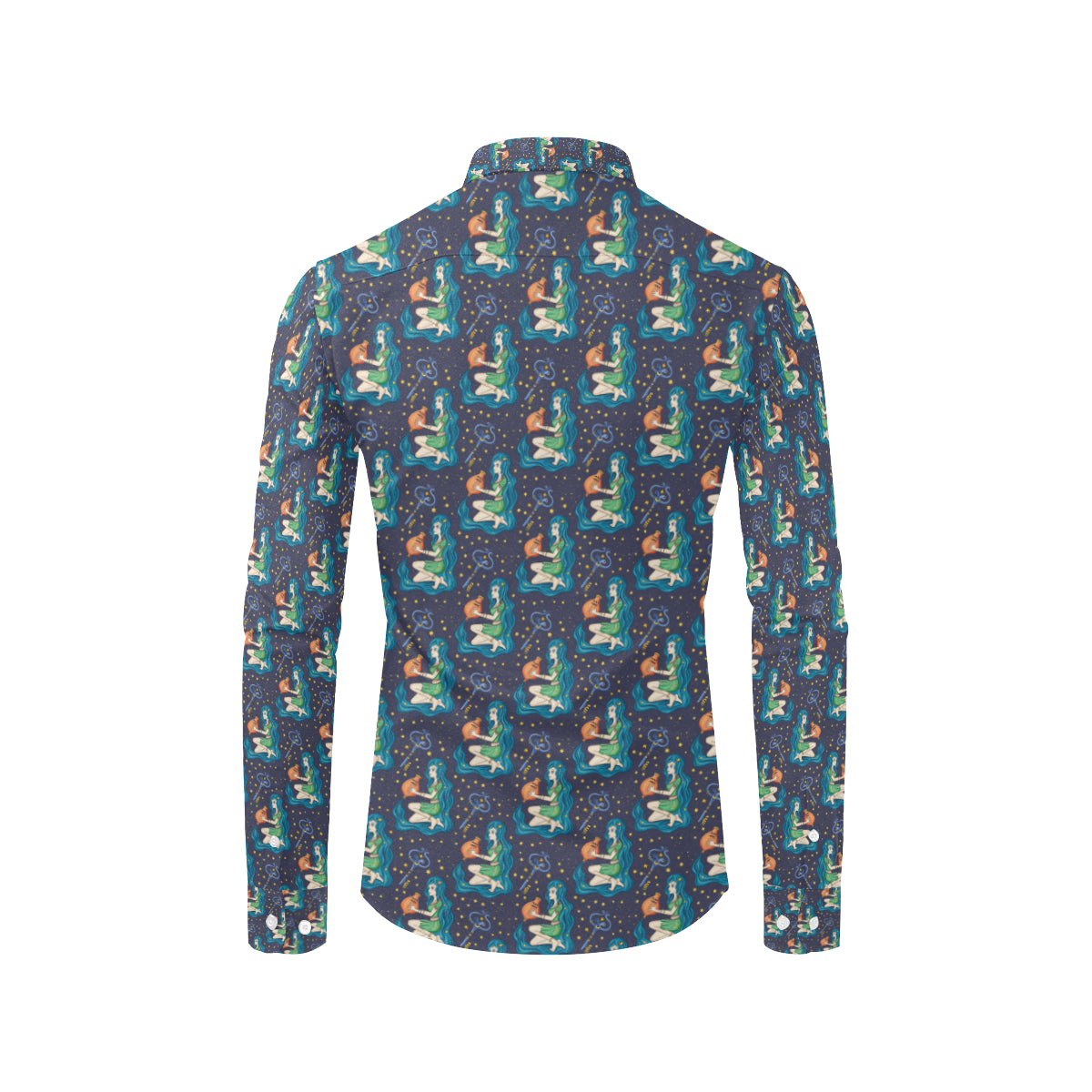 Aquarius Zodiac Pattern Print Design 03 Men's Long Sleeve Shirt