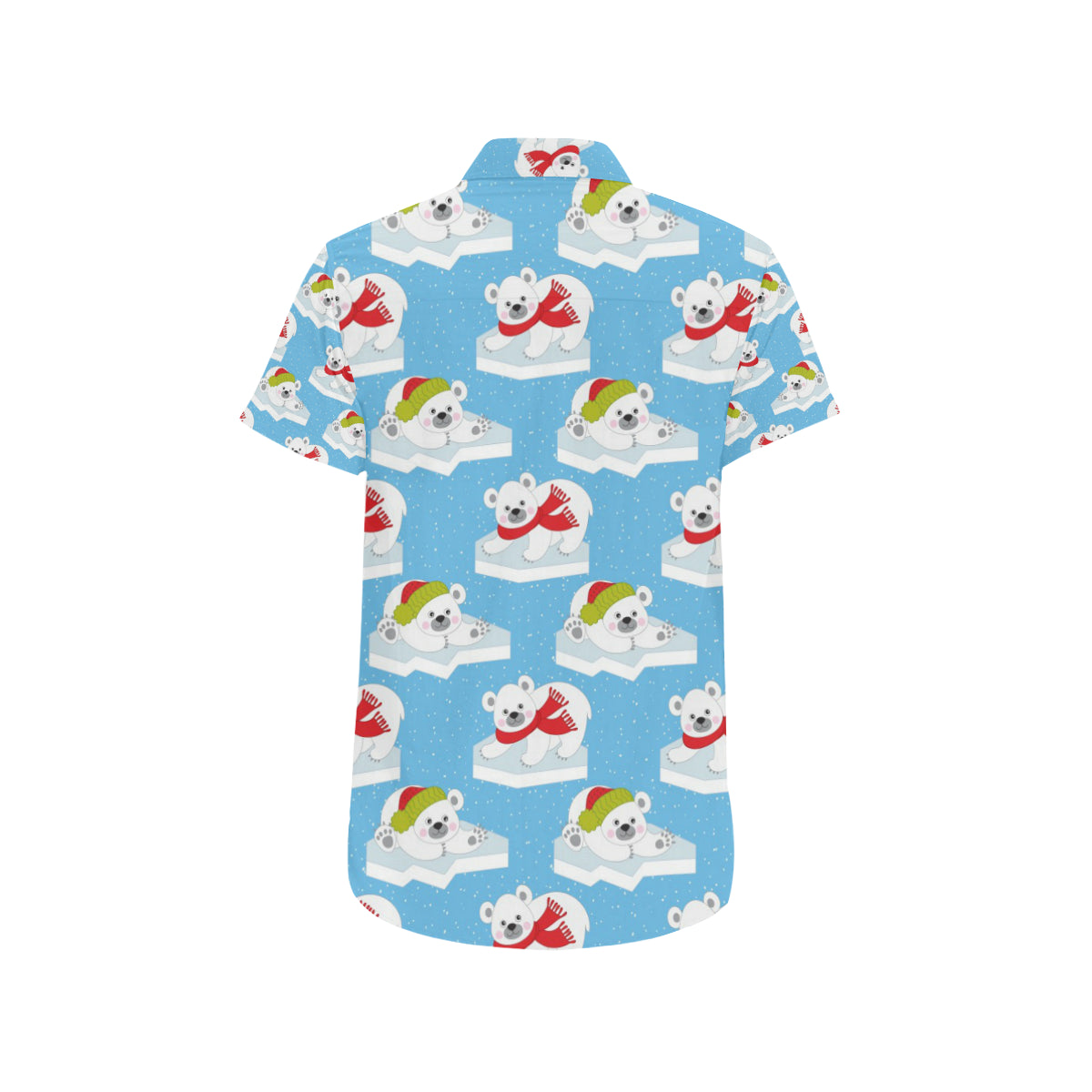 Polar Bear Pattern Print Design PB06 Men's Short Sleeve Button Up Shirt