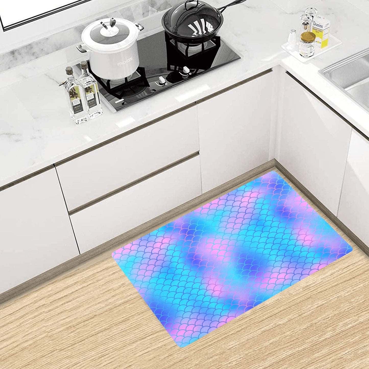 Mermaid Scales Pattern Print Design 04 Kitchen Mat