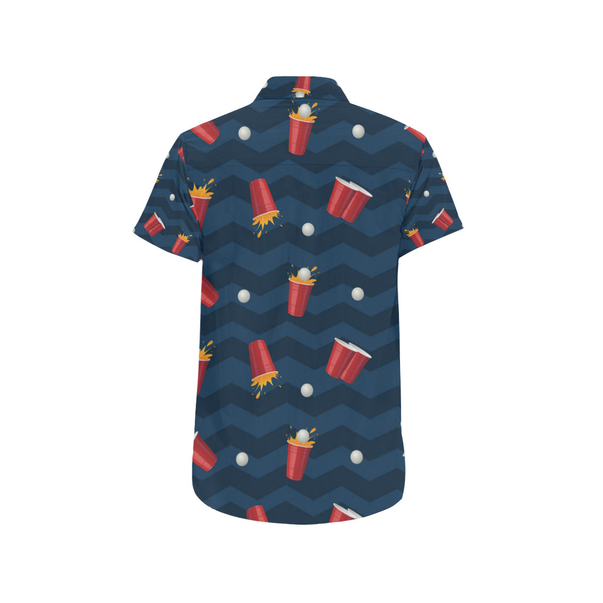 Beer Pong Pattern Print Design 01 Men's Short Sleeve Button Up Shirt