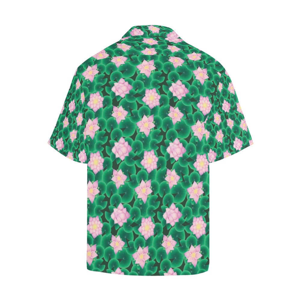 Water Lily Print Design LKS303 Men's Hawaiian Shirt