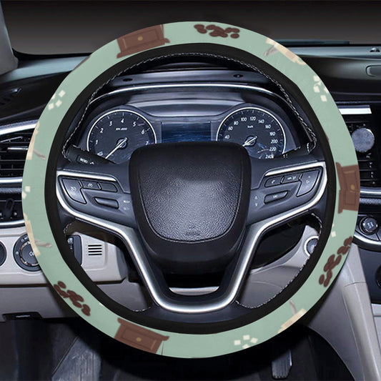 Coffee Pattern Print Design 04 Steering Wheel Cover with Elastic Edge