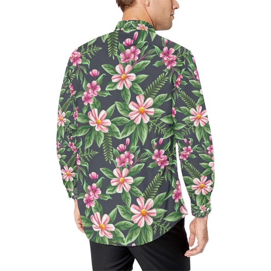 Summer Floral Pattern Print Design SF010 Men's Long Sleeve Shirt