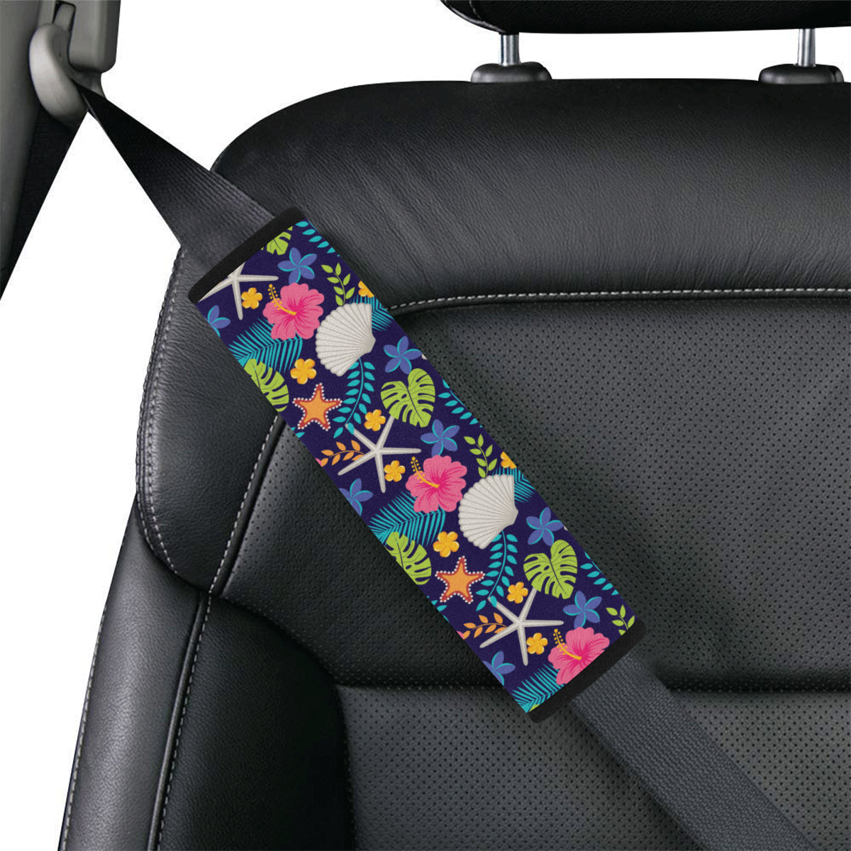 Beach Seashell Floral Theme Car Seat Belt Cover