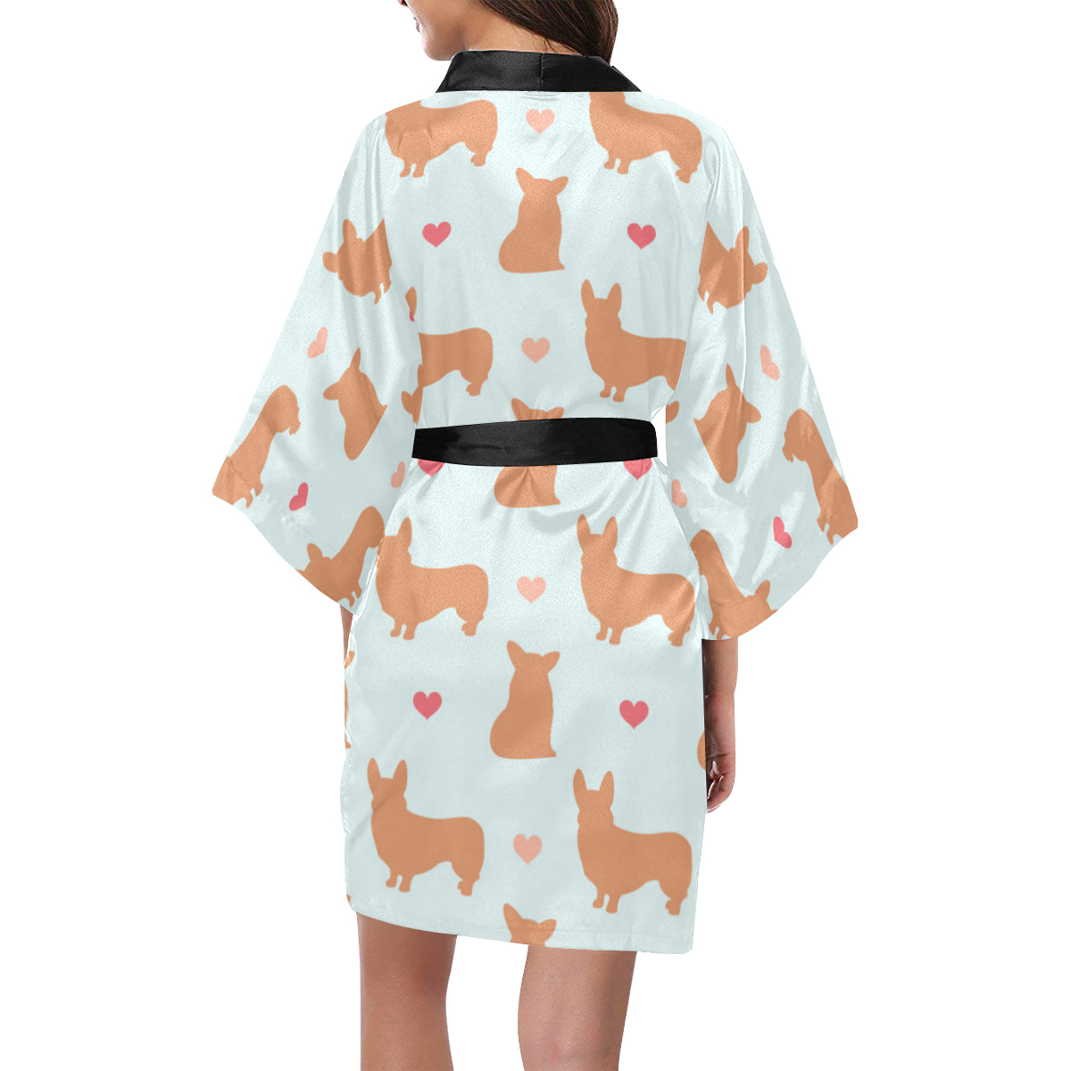Pembroke Welsh Corgis Pattern Print Design A01 Women's Short Kimono