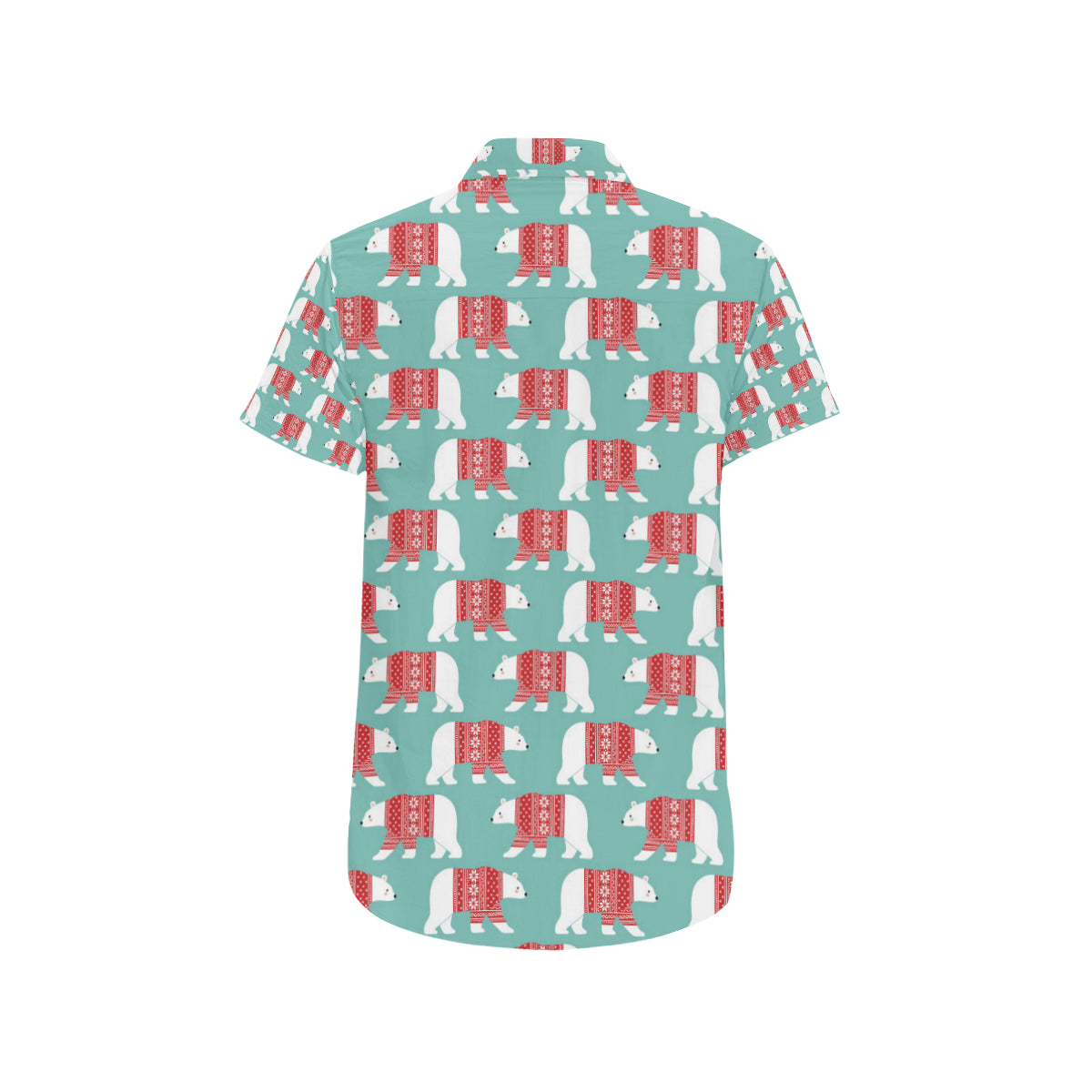 Polar Bear Pattern Print Design A04 Men's Short Sleeve Button Up Shirt