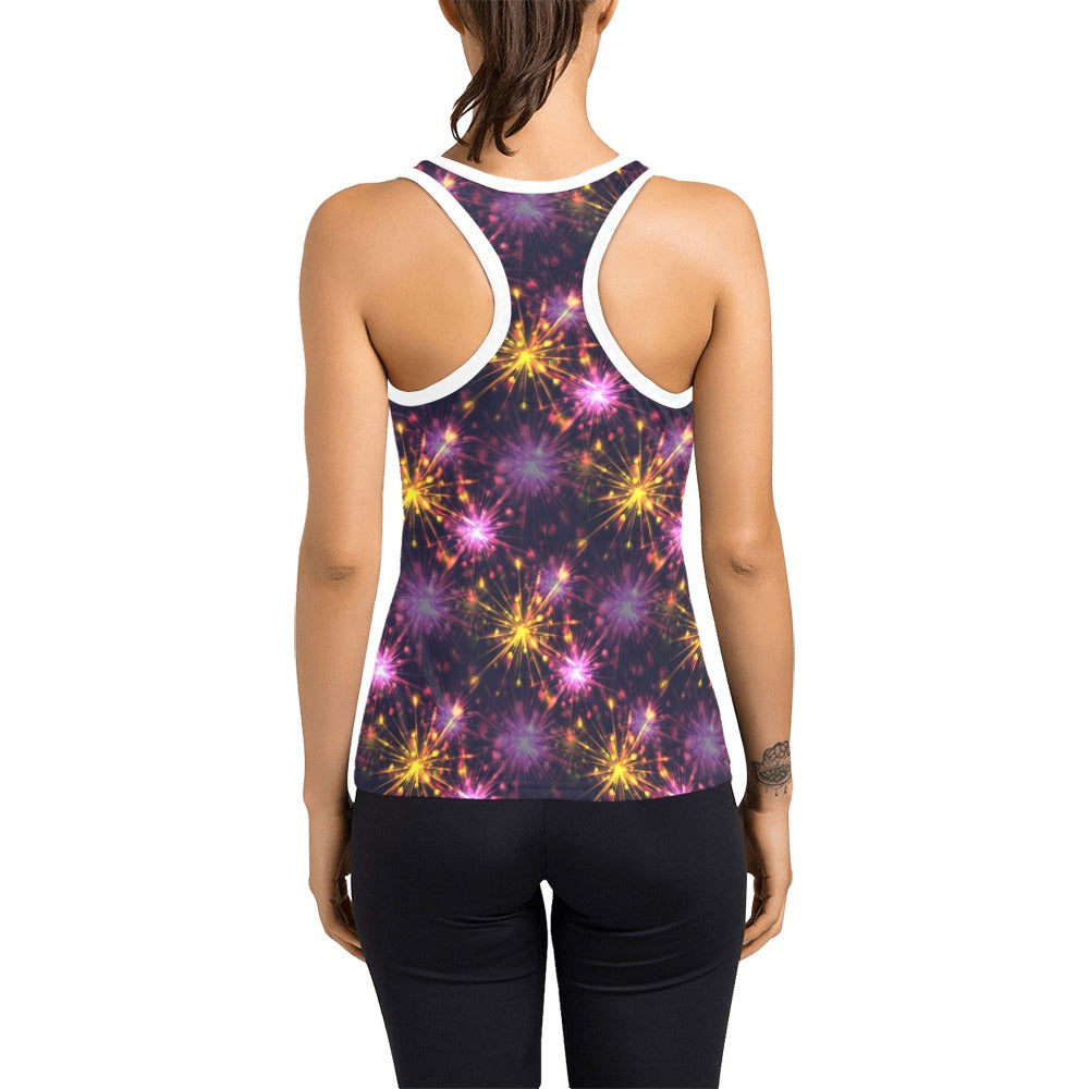 Firework Print Design LKS303 Women's Racerback Tank Top