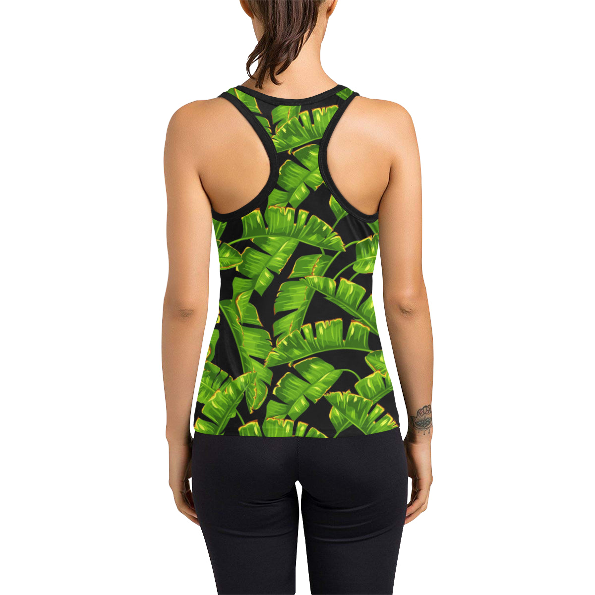 Banana Leaf Pattern Print Design BL06 Women's Racerback Tank Top