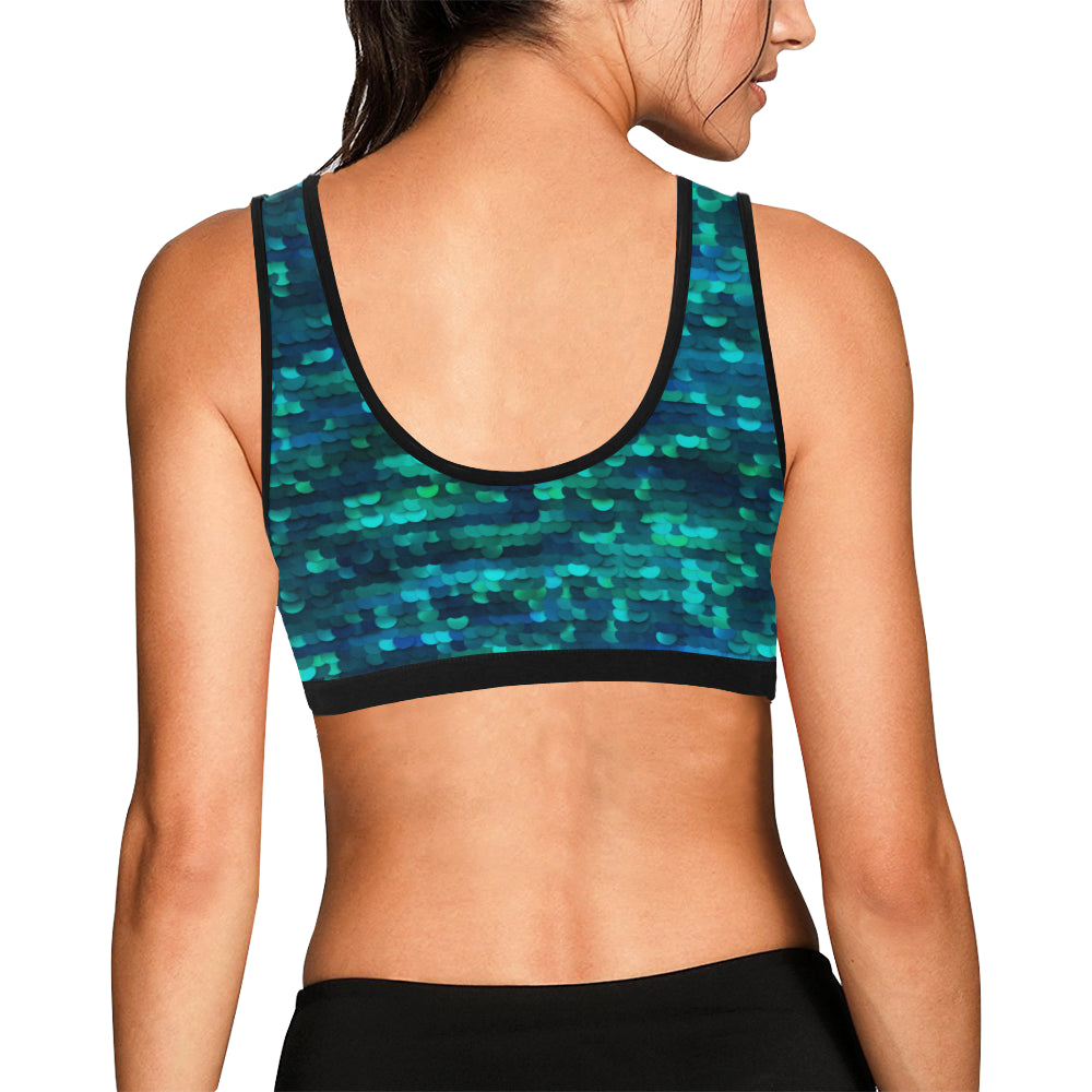 Mermaid Scales Pattern Print Design 06 Sports Bra