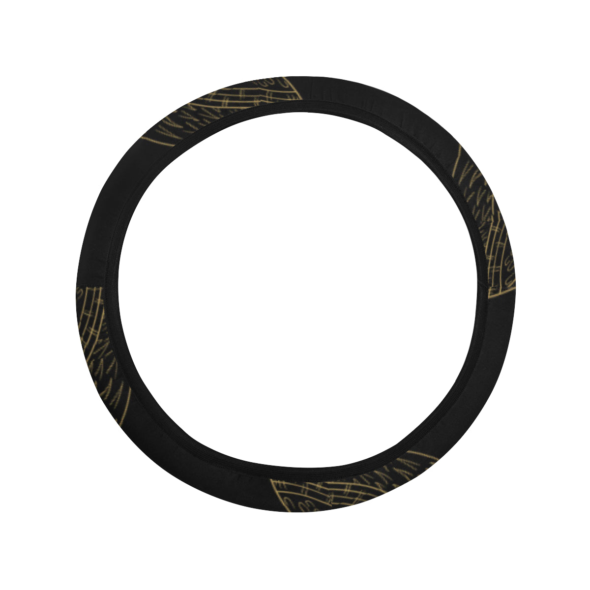 Gold Owl Pattern Steering Wheel Cover with Elastic Edge