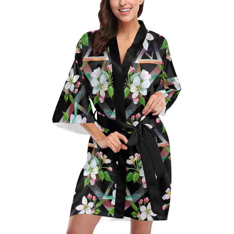 Apple blossom Pattern Print Design AB07 Women Kimono Robe