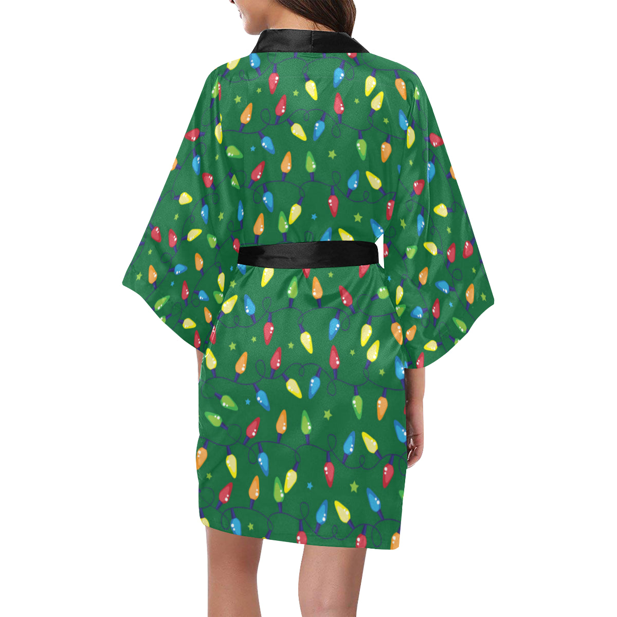 Christmas Light Pattern Print Design 02 Women's Short Kimono