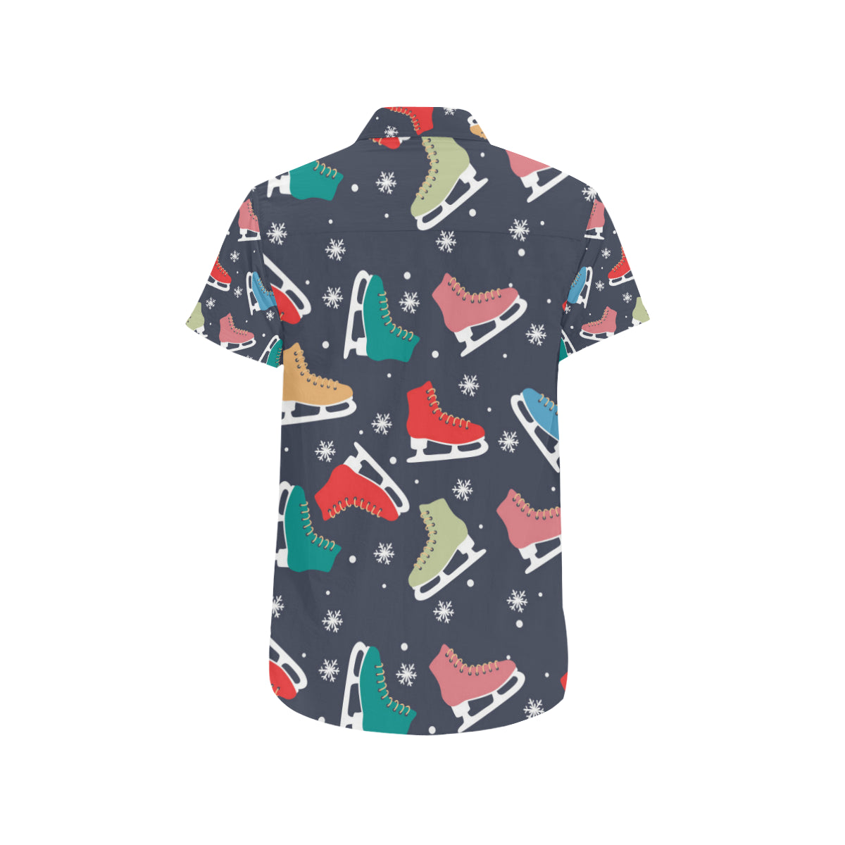 Ice Skate Pattern Print Design 04 Men's Short Sleeve Button Up Shirt