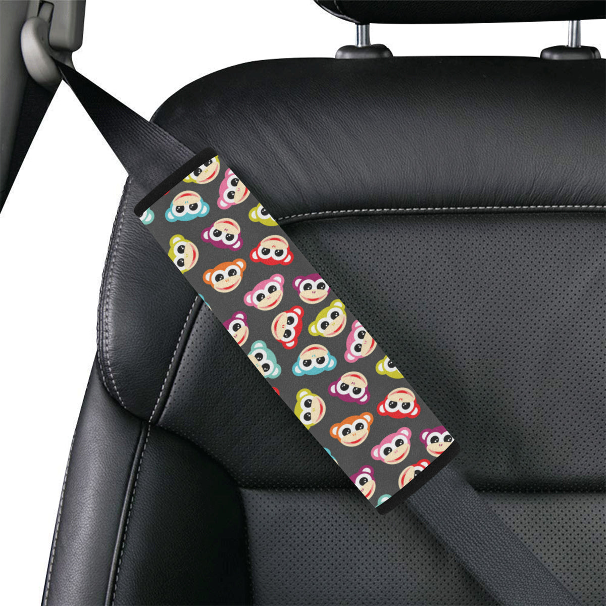 Monkey Head Design Themed Print Car Seat Belt Cover