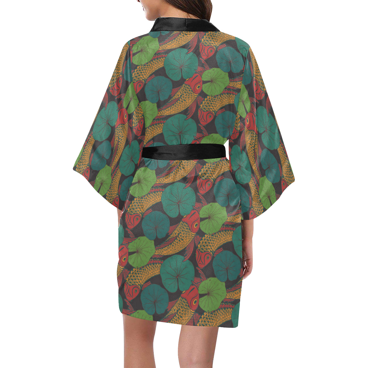 KOI Fish Pattern Print Design 01 Women's Short Kimono
