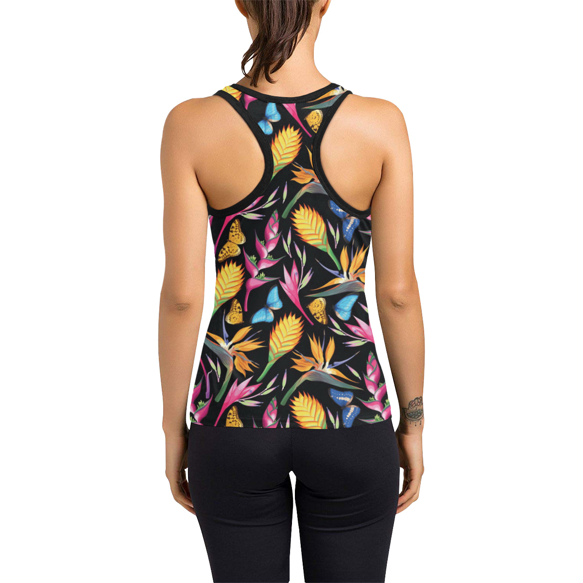 Tropical Flower Pattern Print Design TF016 Women's Racerback Tank Top