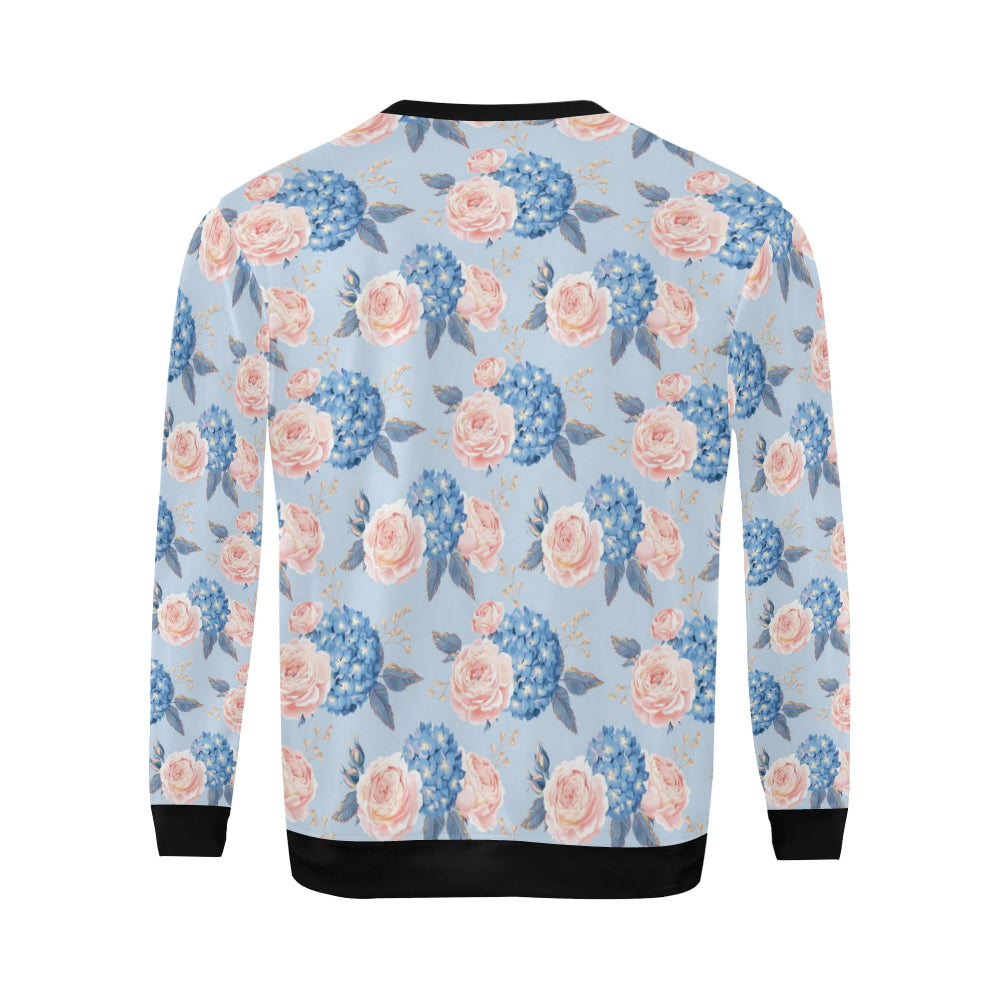 Hydrangea Pattern Print Design HD06 Men Long Sleeve Sweatshirt