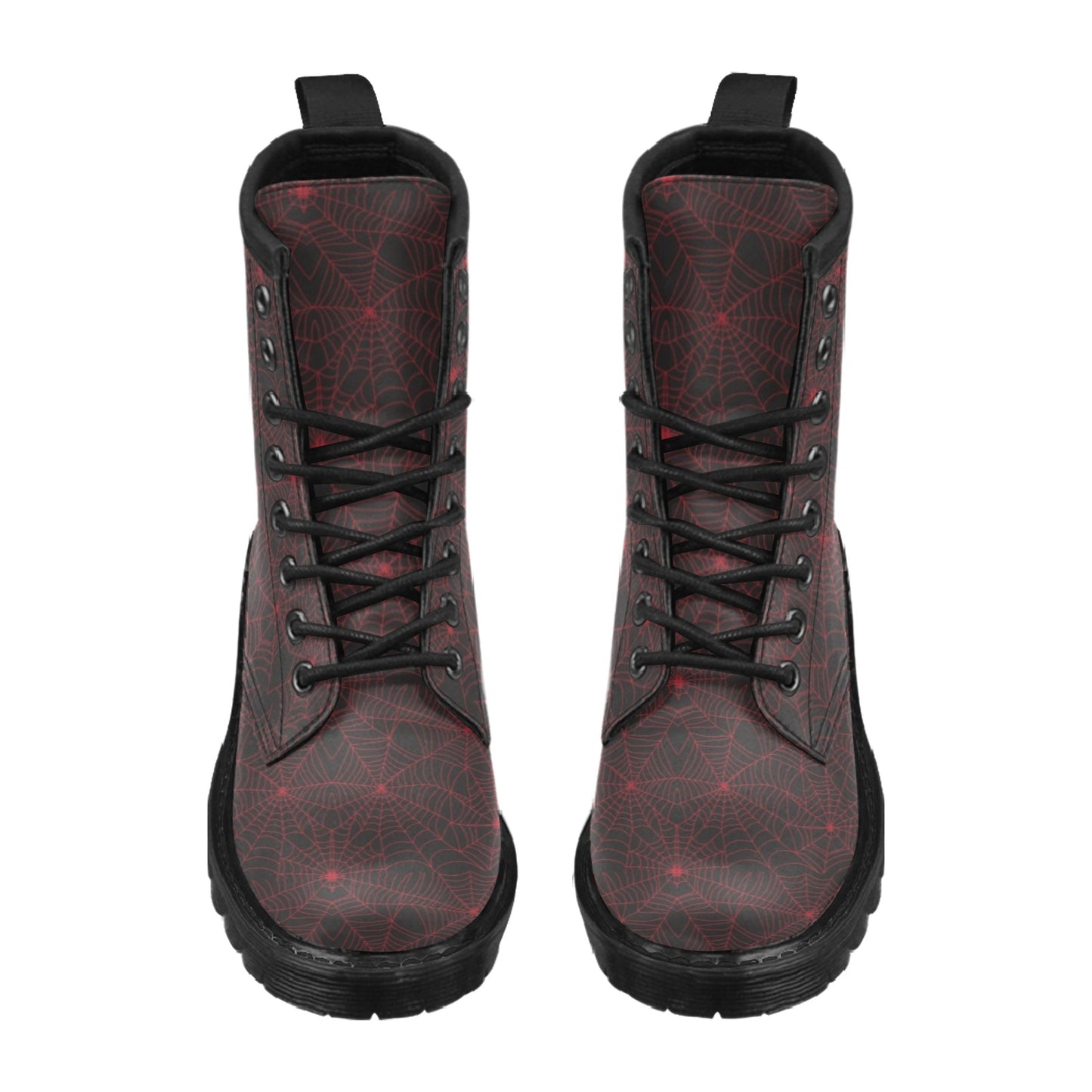 Spider Web Red Print Design LKS302 Women's Boots