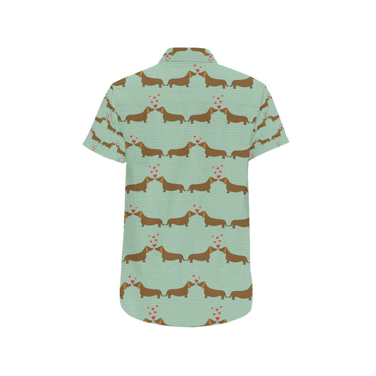 Dachshund Pattern Print Design 02 Men's Short Sleeve Button Up Shirt