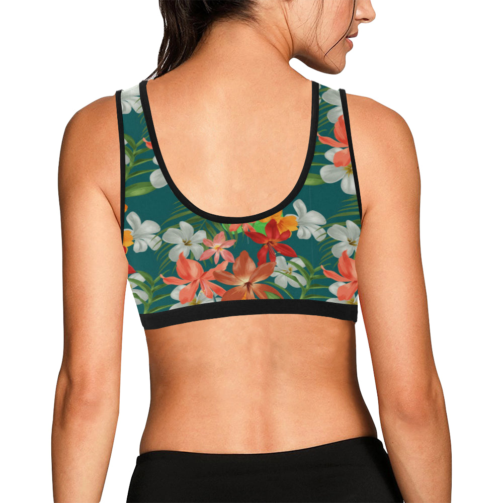 Amaryllis Pattern Print Design AL06 Sports Bra