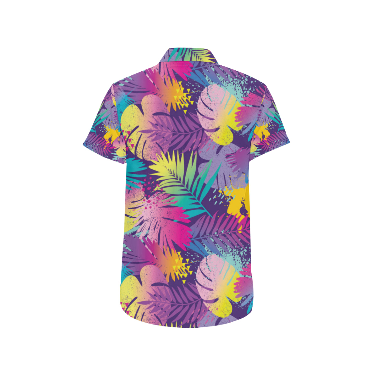 Palm Leaf Pattern Print Design A04 Men's Short Sleeve Button Up Shirt