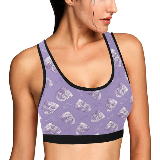 Acting Mask Pattern Print Design 05 Sports Bra