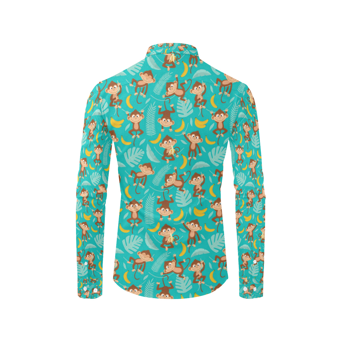 Monkey Happy Design Themed Print Men's Long Sleeve Shirt