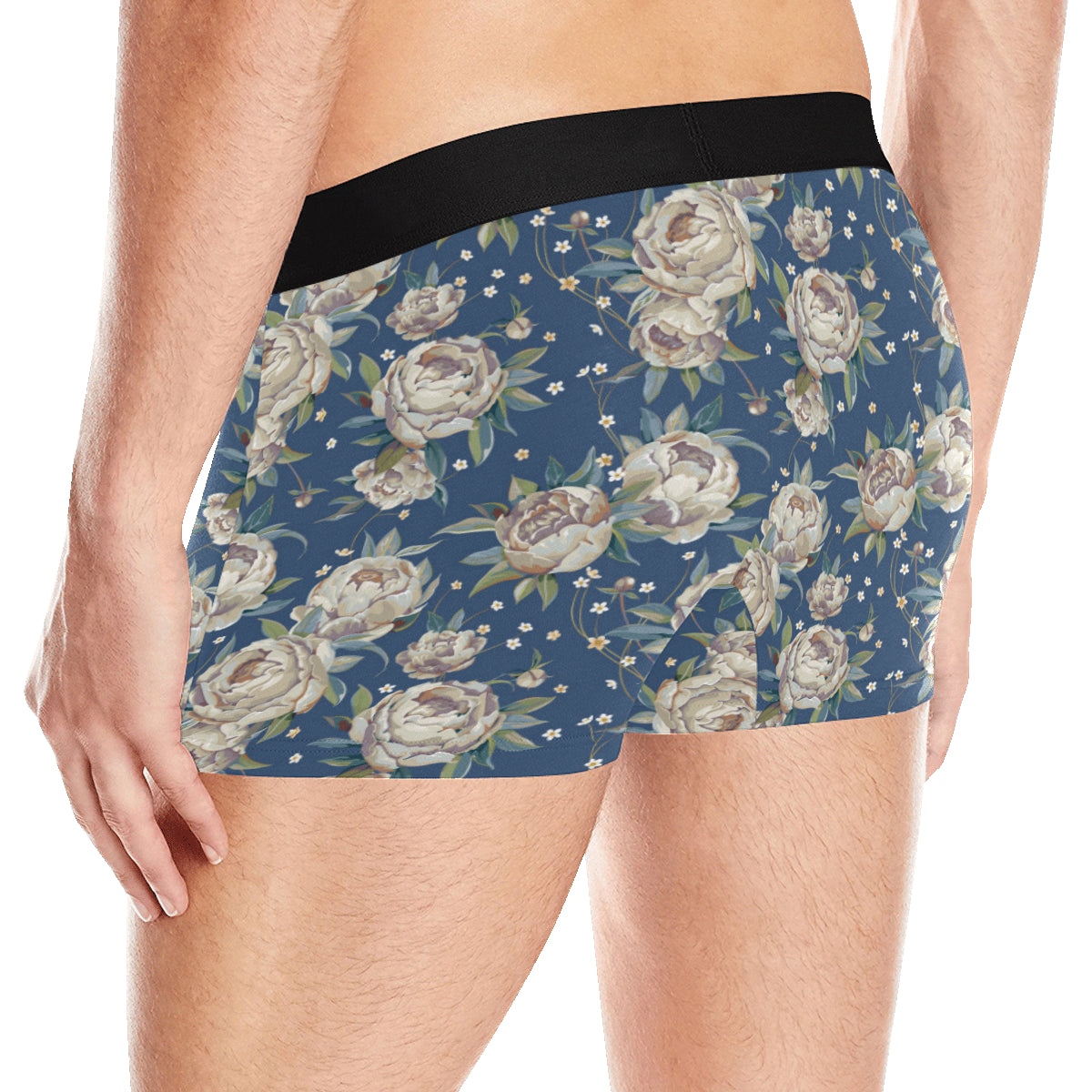 Peony Pattern Print Design A03 Men's Boxer Briefs