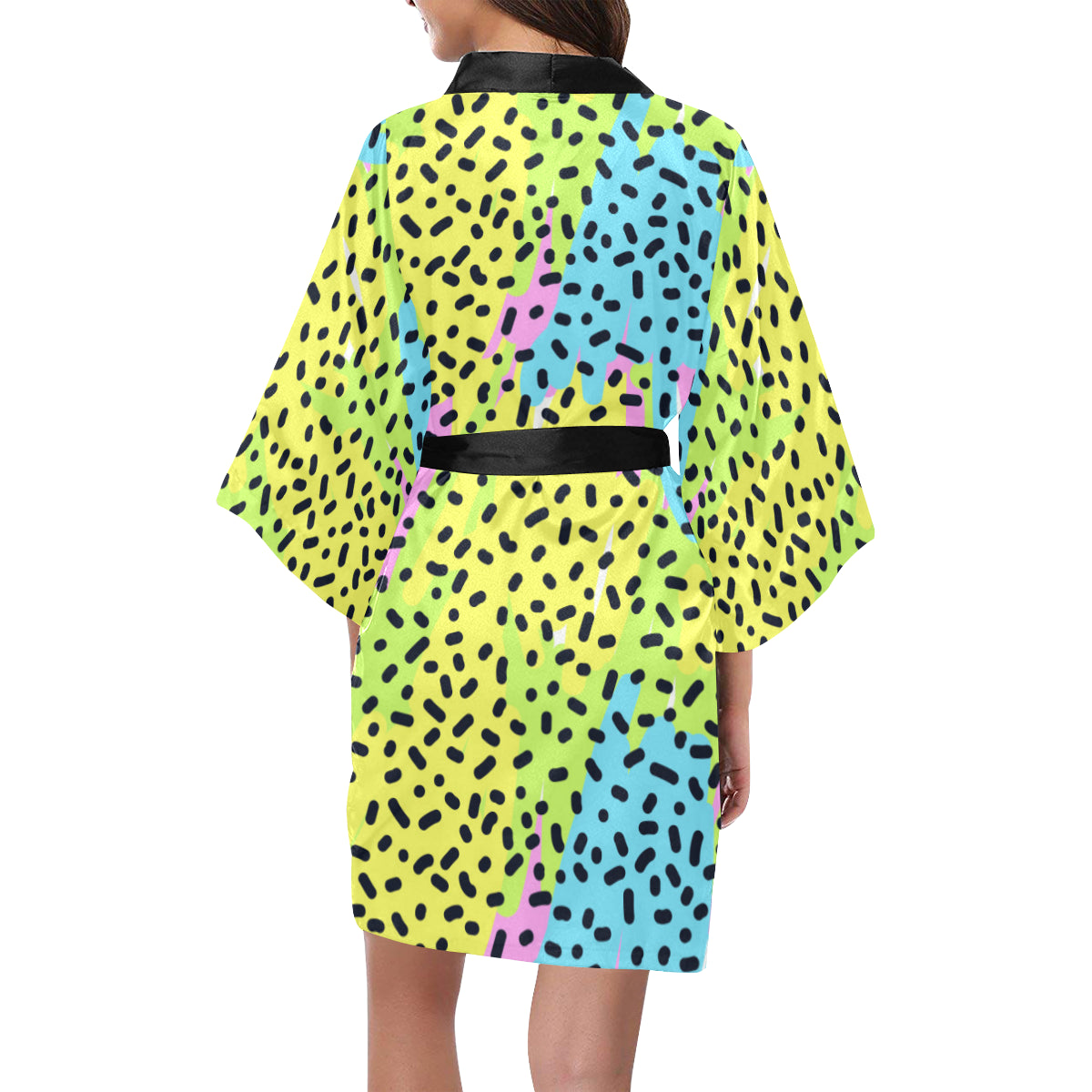 90s Pattern Print Design 2 Women's Short Kimono