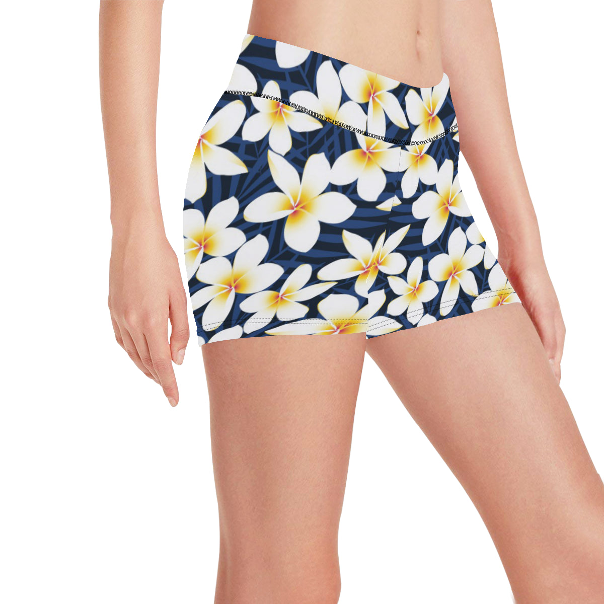 Plumeria Pattern Print Design PM026 Yoga Shorts