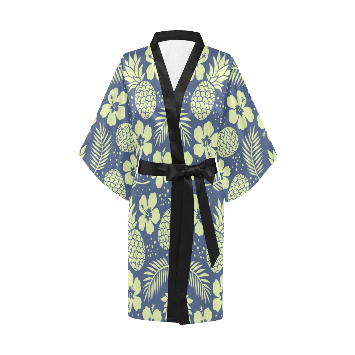 Blue Tropical Hawaiian Pineapple Print Women's Robe