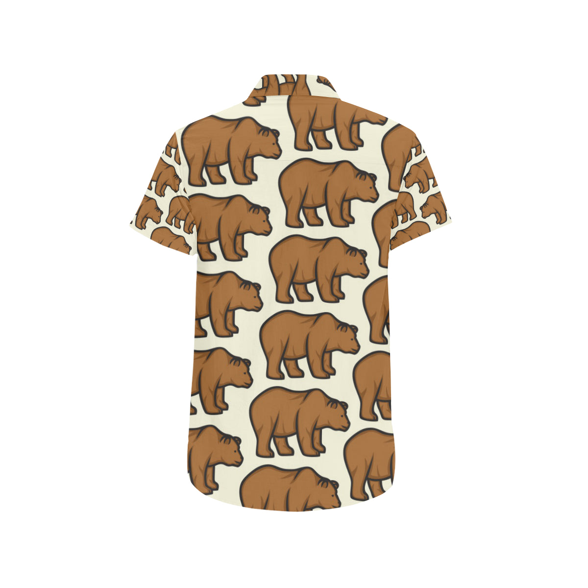 Bear Pattern Print Design BE05 Men's Short Sleeve Button Up Shirt